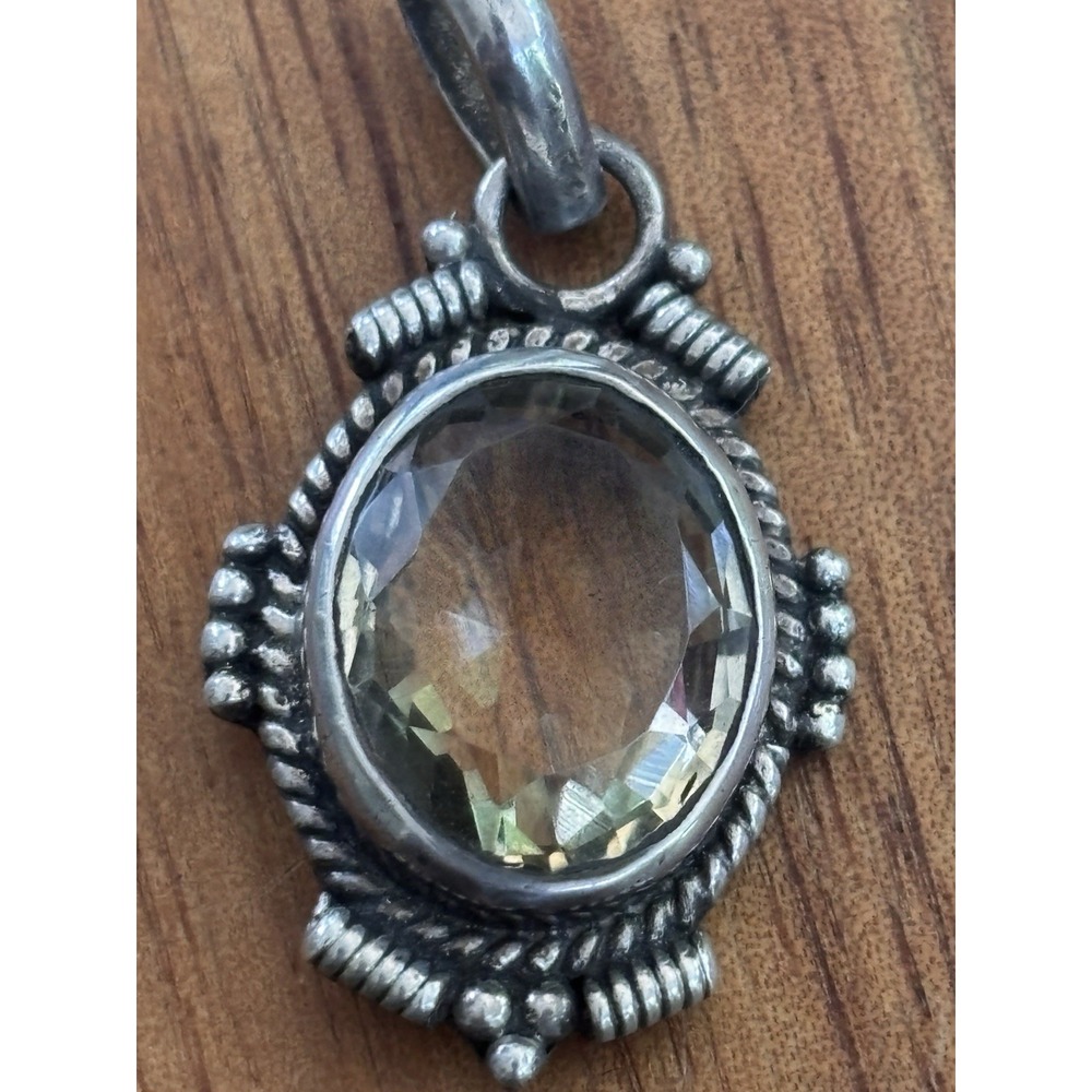Sterling Silver Citrine Pendant Vintage